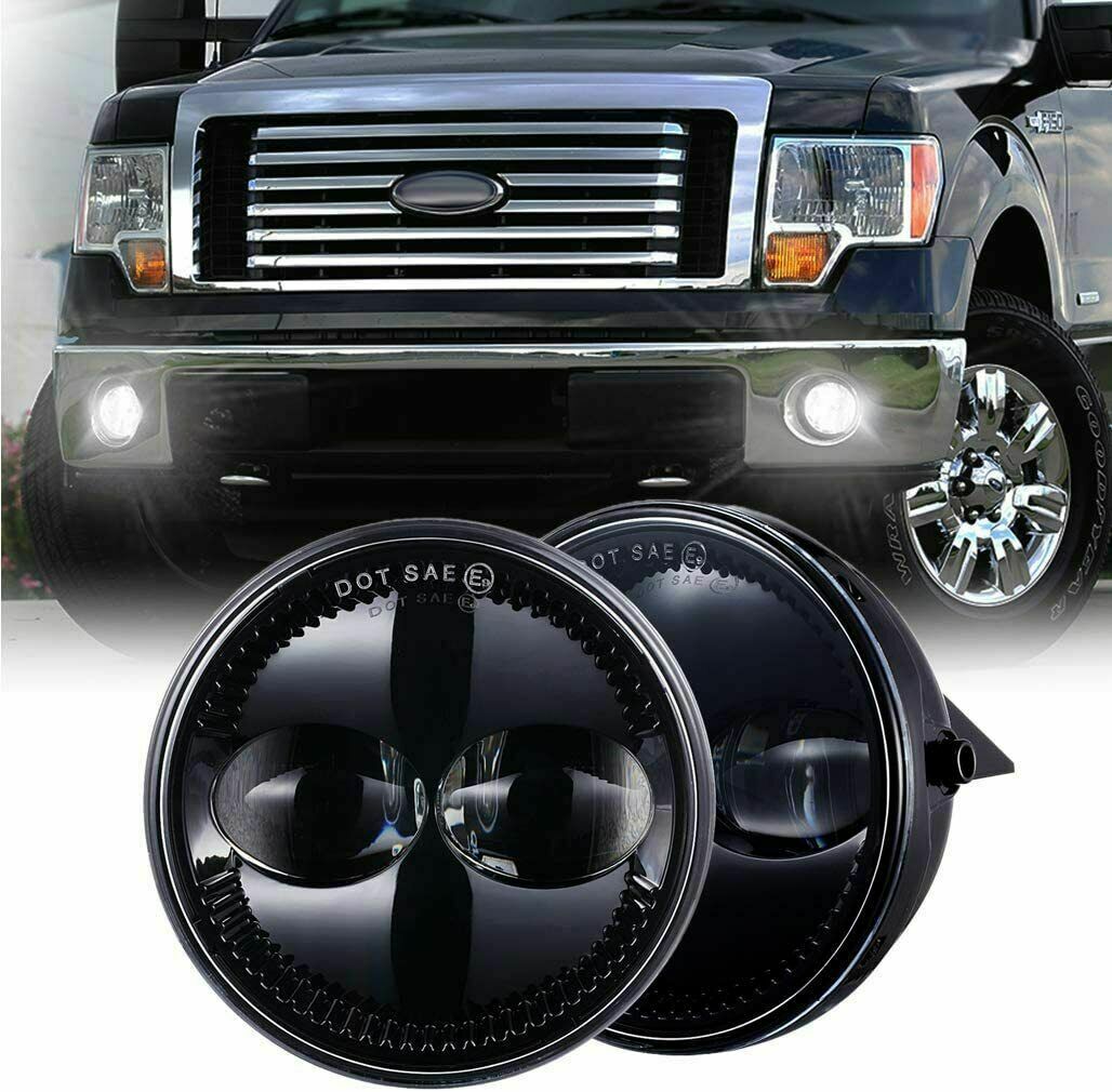 Plug and Play 48W Pair Bumper LED Fog Lights Black Fit For Ford F150 2009 - 2014