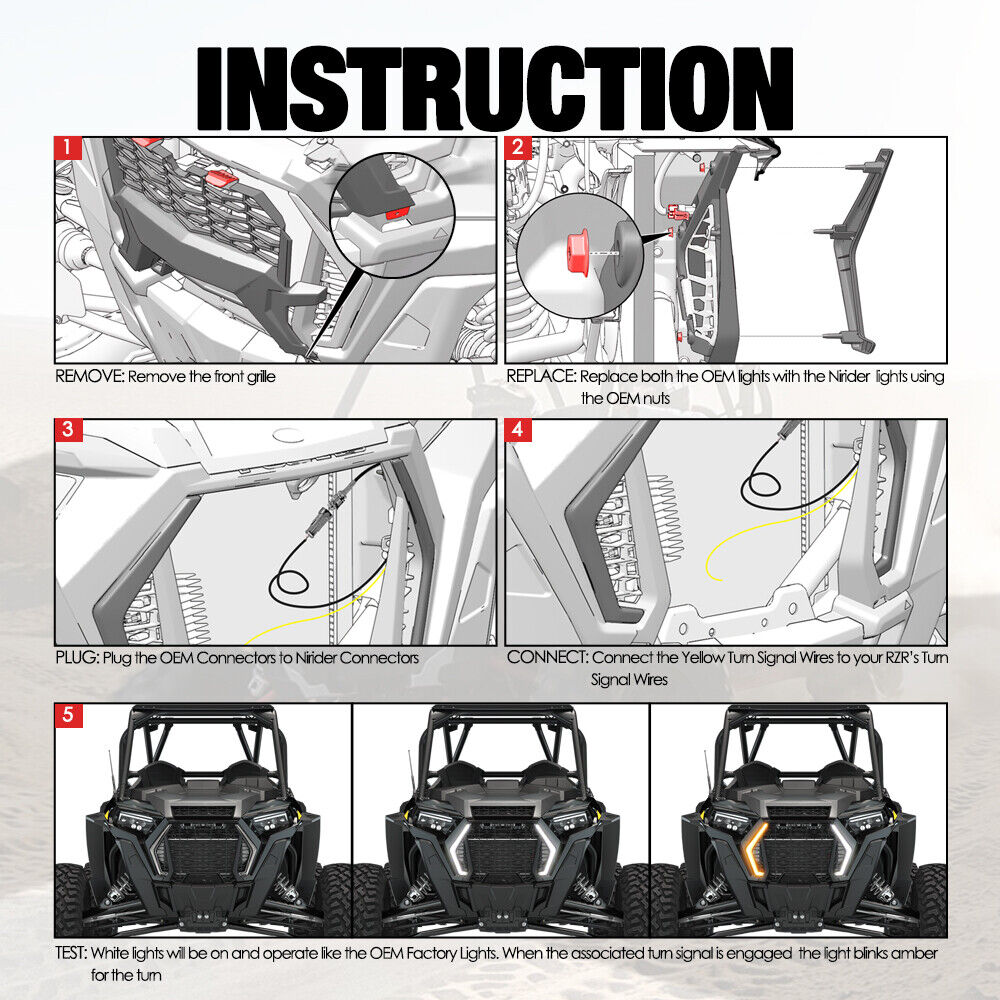 2019-2021 Fang Front & Rear Accent Light Kit for Polaris RZR XP 4 Turbo 1000
