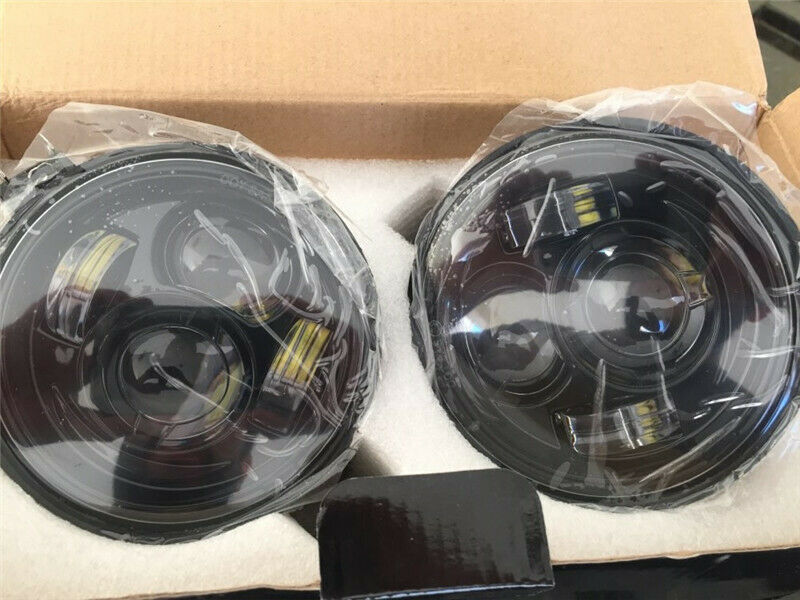 4.65 Inch Black Dual LED Headlight DRL Hi/Low Beam For Harley Dyna Fat Bob FXDF
