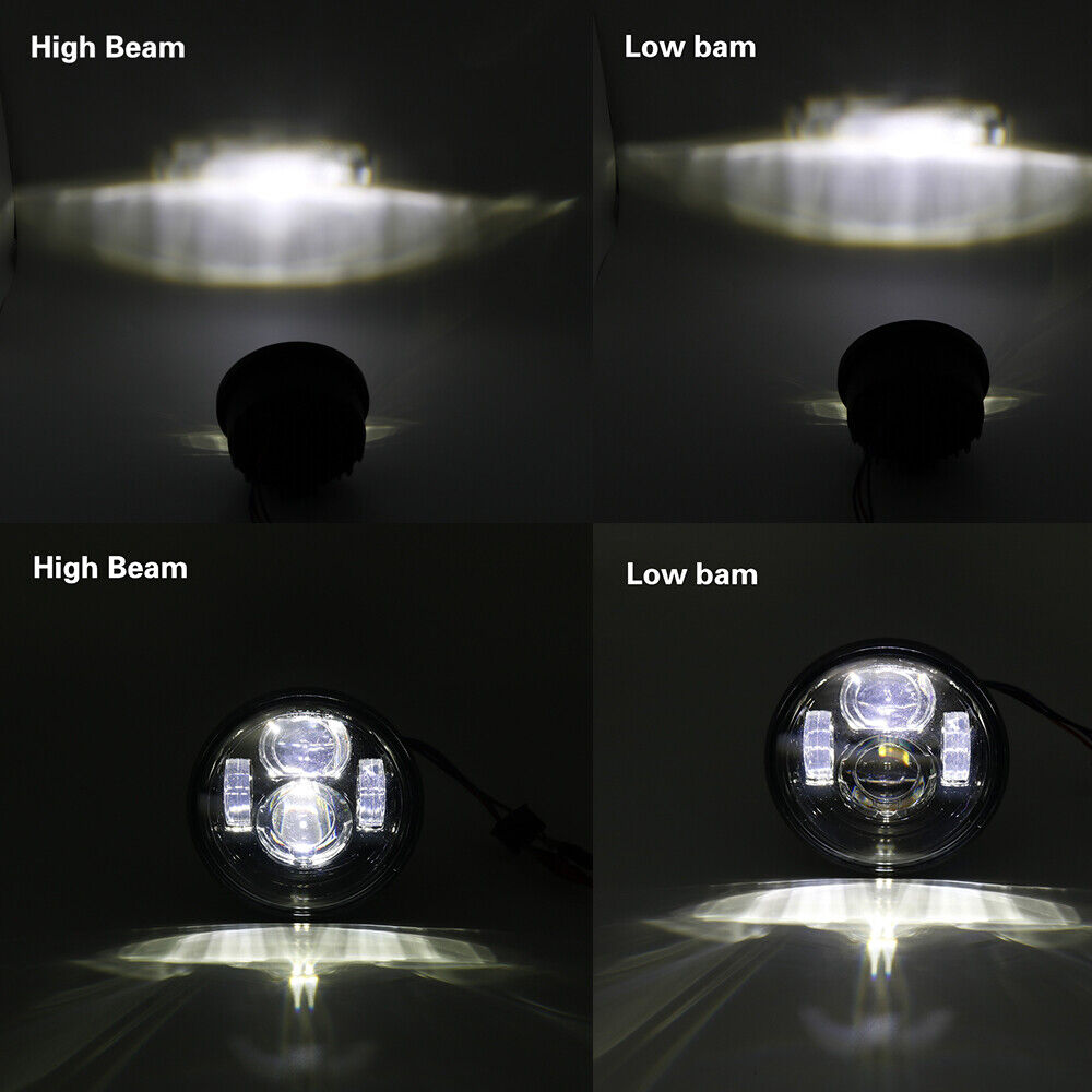 4.65 Inch Black Dual LED Headlight DRL Hi/Low Beam For Harley Dyna Fat Bob FXDF
