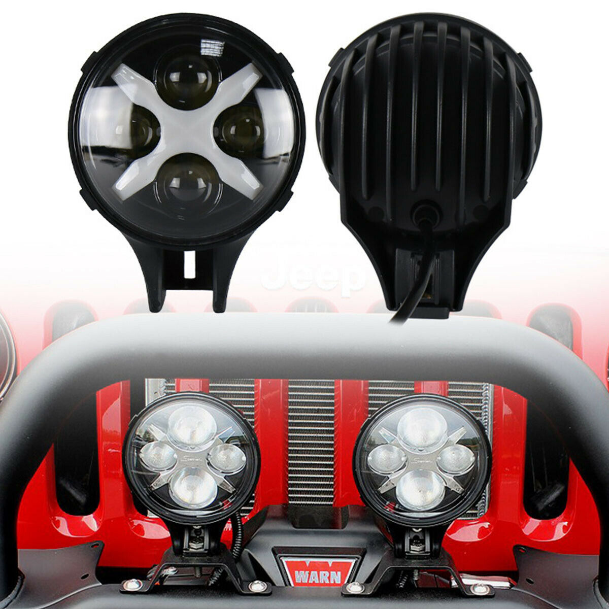 2X 6" 60W Round LED Spot Light X DRL Turn Signal Waterproof For Jeep Off-road