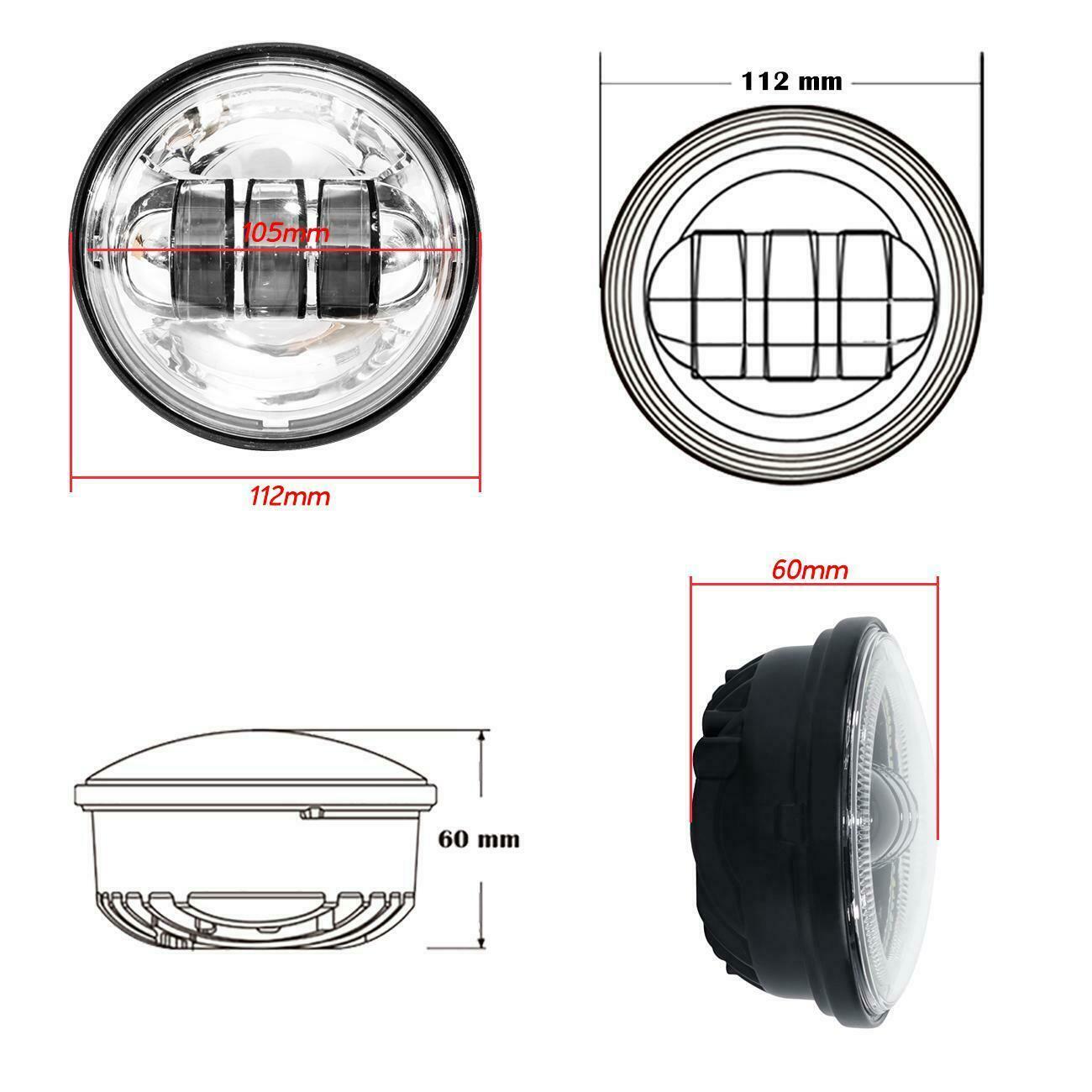 4 1/2 inch Chrome LED Passing Light Fog Light with Housing For Harley Touring