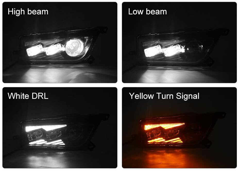 A pair ATV LED Headlight Assembly with Hi-Lo Beam DRL Turn Signal for Polaris RZR 900s Razor 1000 XP Turbo 2014-2020