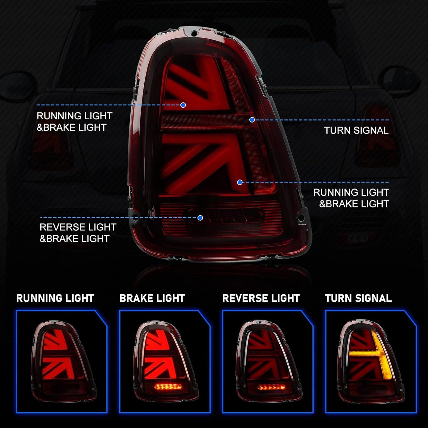 Rote LED Heckleuchten für BMW Mini Cooper S R56 R57 R58 R59 2007-2013 w/Start-up