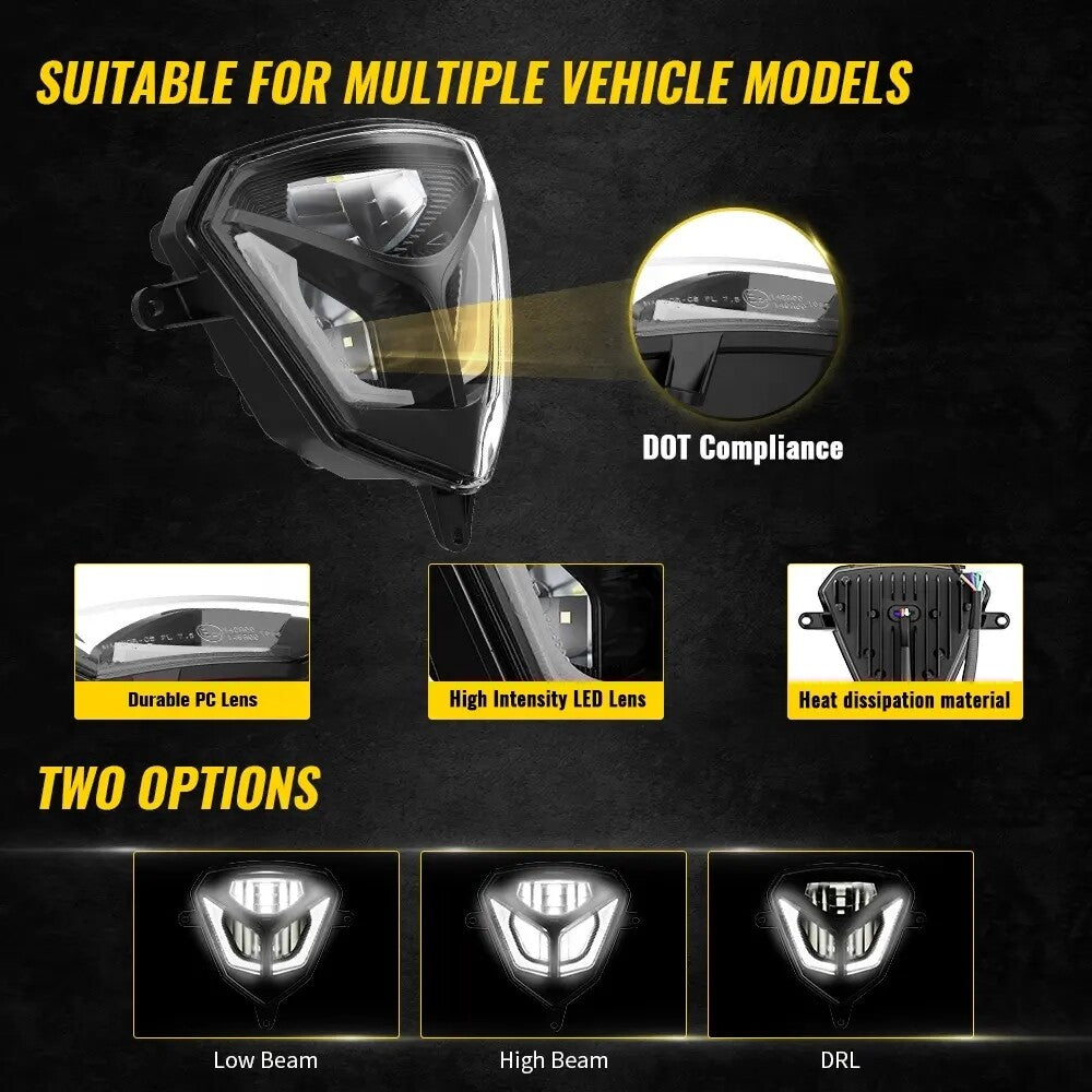 LED Headlight with Hi-Lo Beam DRL for Beta RR 50 125 200 250 300 350 390 430 480 2T 4T Xtraine