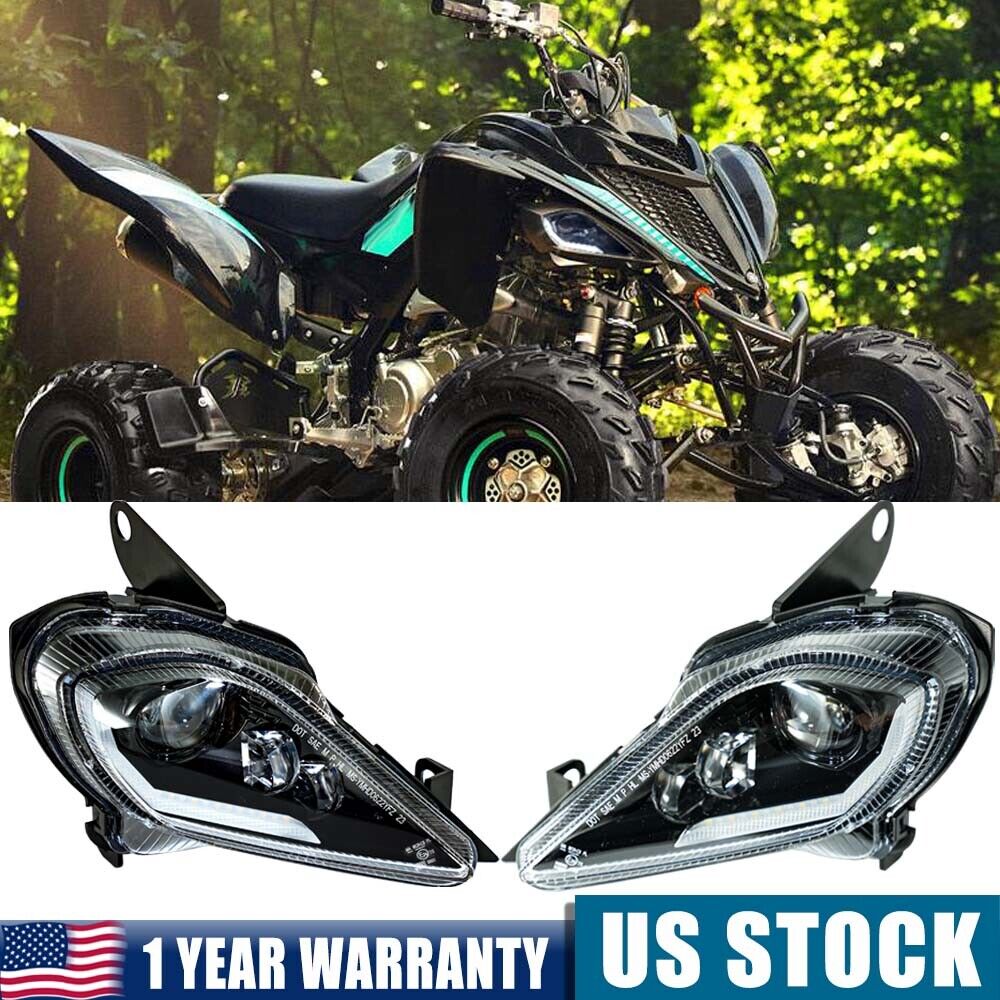 Pair LED Headlights For 2006-2024 YAMAHA RAPTOR YFZ 450 700R YFM 250 350 700