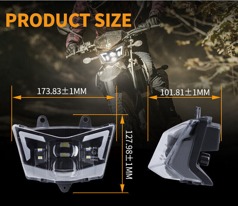LED Headlight w/ Black Fairing High Low Beam Kit For Kawasaki KLX450R KLX125 KLX150L D-TRACKER 125