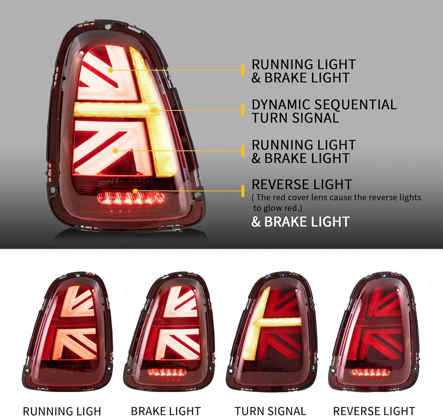 Rote LED Heckleuchten für BMW Mini Cooper S R56 R57 R58 R59 2007-2013 w/Start-up