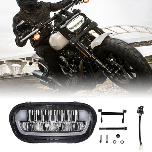 Plug and Play LED Headlight DRL Hi/Lo Beam With Bracket for Harley Fat Bob 2018-2022