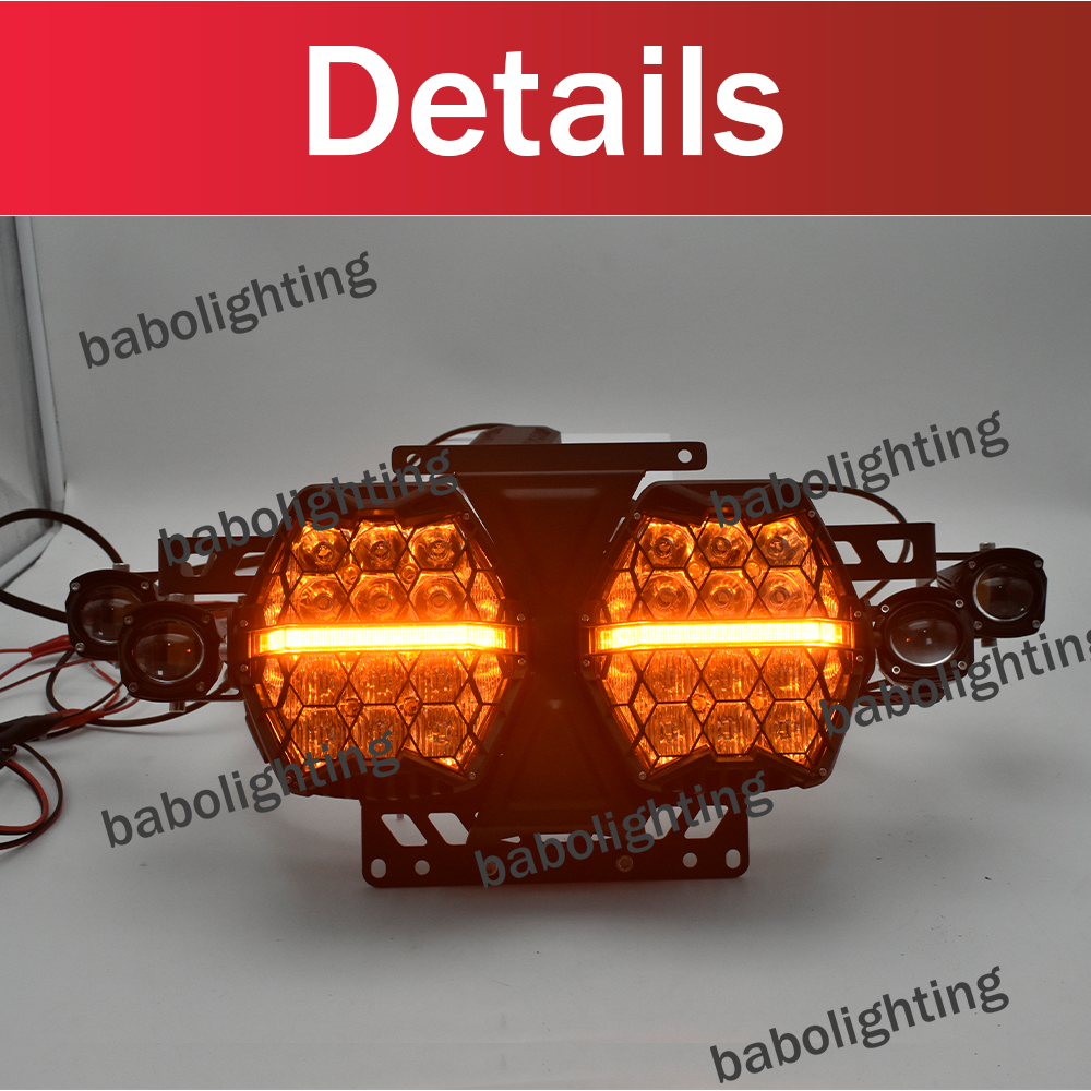 LED Headlight Assembly with Amber DRL High Low Beam Yellow Fog Lights For Harley Road Glide CVO  Standard 2024-2025