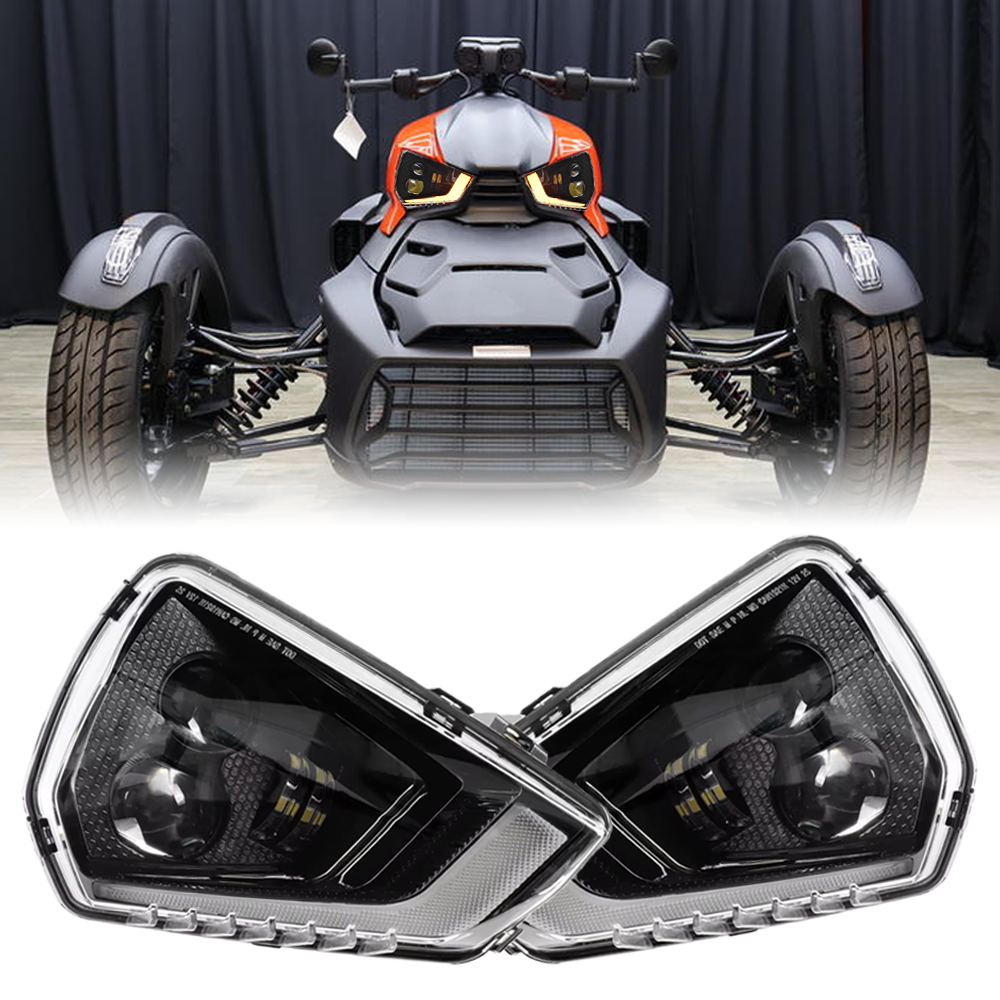 DOT LED Headlights with Turn Signal DRL for Can Am Ryker 600 900 Sport Rally 2019-2025