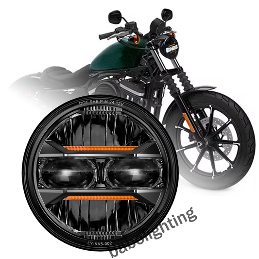E24 DOT 5.75 inch LED Headlight with Amber DRL for Harley Davidson Dyna Street Bob Super Wide Glide Low Rider Night Rod Train Sportster Iron 883 Indian Scout Triumph