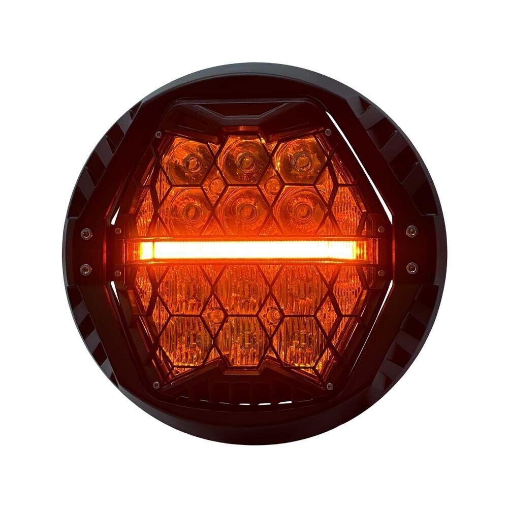 7" inch Motorcycle LED Headlight High Low Beam with Amber DRL for Harley Touring Street Glide Cvo Tri Softail