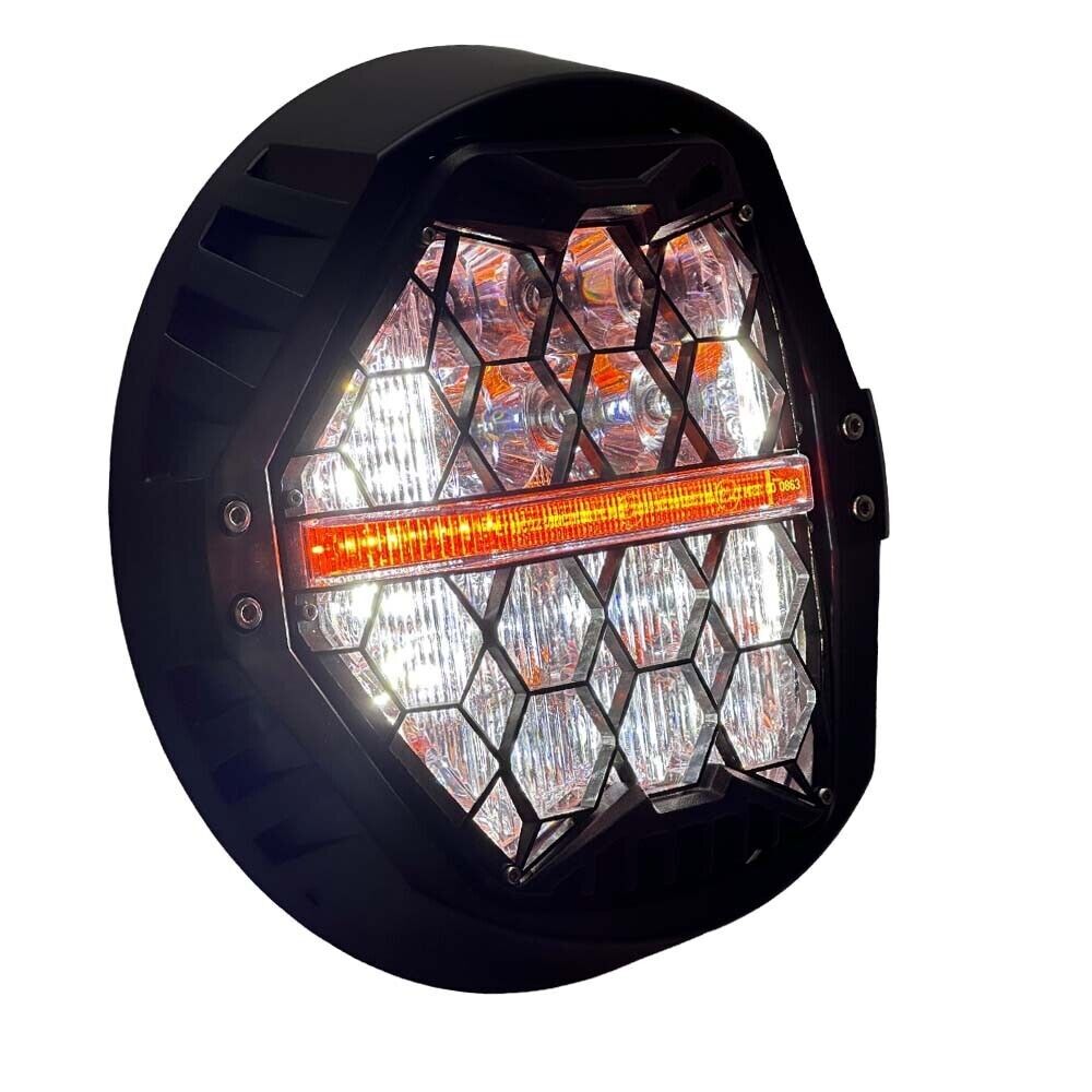 7" inch Motorcycle LED Headlight High Low Beam with Amber DRL for Harley Touring Street Glide Cvo Tri Softail