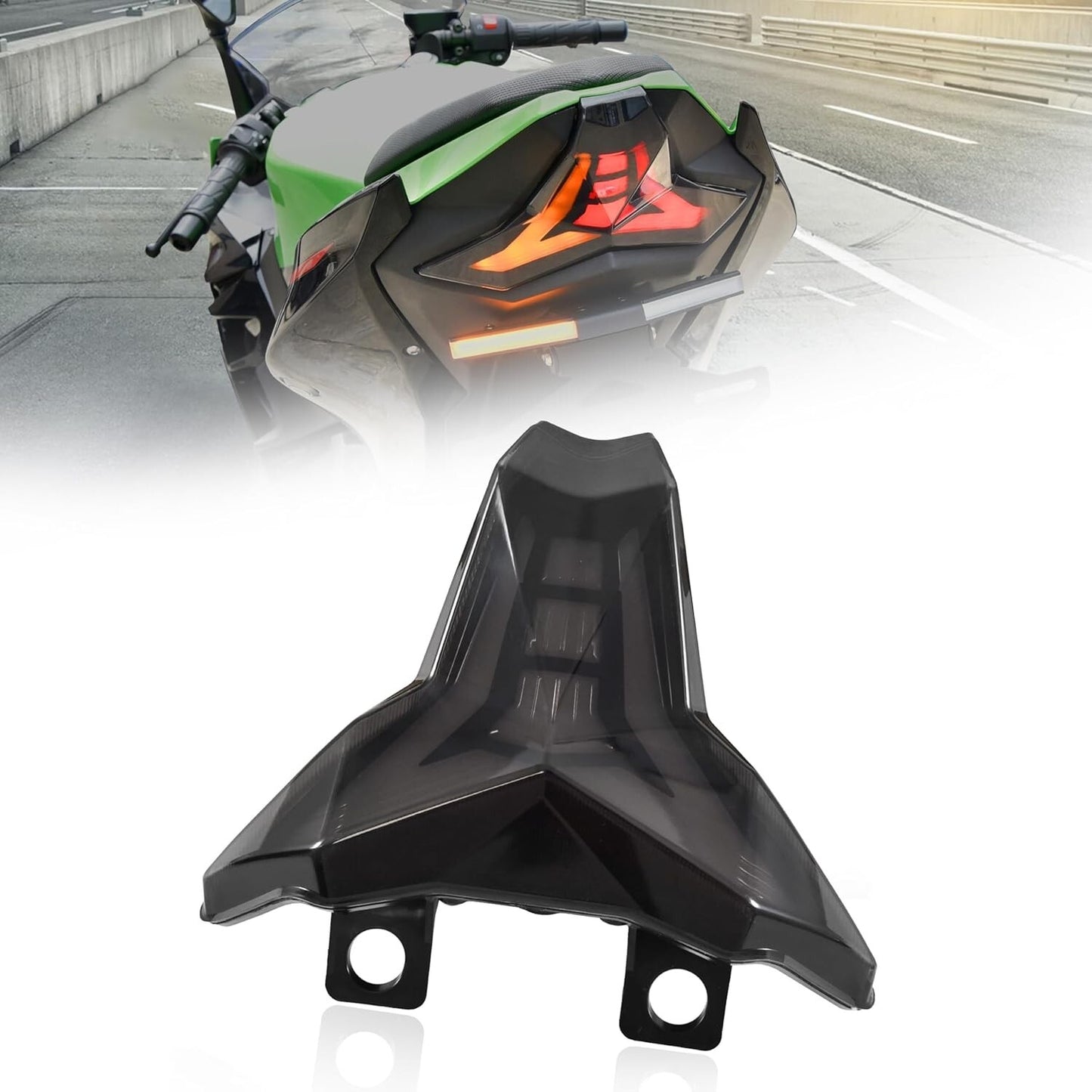 For 2019-24 Kawasaki Ninja ZX-6R ZX-10R Integrated LED Tail Light w/ Turn SMOKED