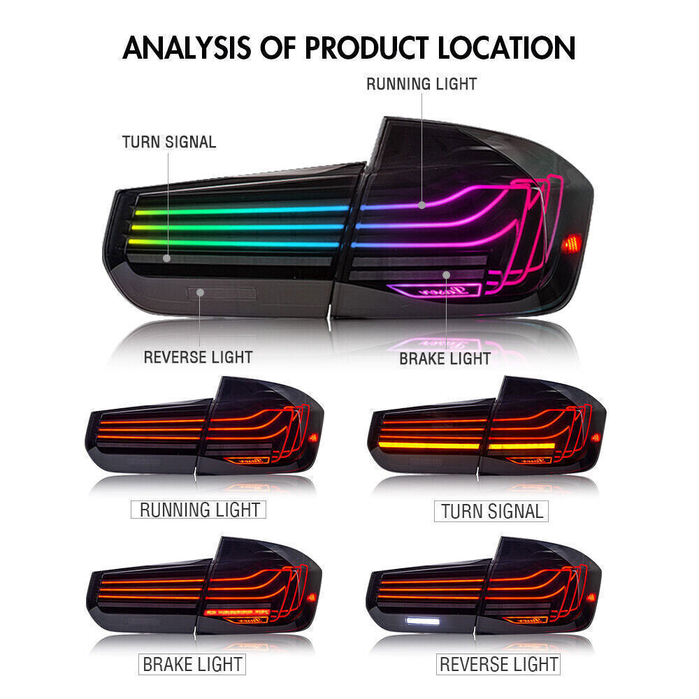 für BMW 3 Series F30 F80 Limousine 2013-2018 Rückleuchten Paar RGB LED Rücklicht