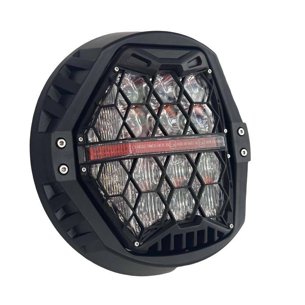 7" inch Motorcycle LED Headlight High Low Beam with Amber DRL for Harley Touring Street Glide Cvo Tri Softail