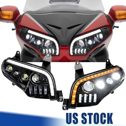 LED Headlights for Honda GL1800 Gold Wing 01-17 w/ Amber Sequential Turn Signal