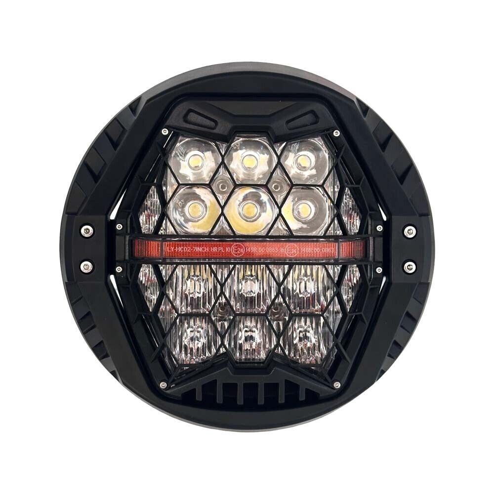 7" inch Motorcycle LED Headlight High Low Beam with Amber DRL for Harley Touring Street Glide Cvo Tri Softail