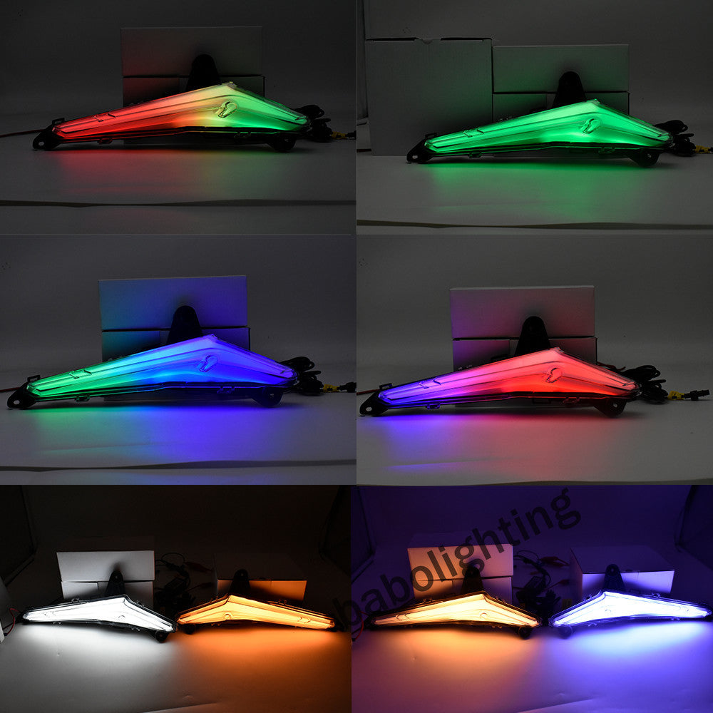 For Can-Am Maverick R 2024-2025 RGB Front LED Turn Signal Fang Lights DRL