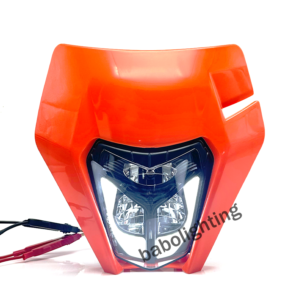 For KTM 250 350 450 500 690 LED Headlight with Orange Mask,Turn Signal Lamp DRL