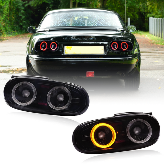 Pair LED Tail Lights LED Rear Lamp w/Starting Animation for Mazda MX5(NA) 1985-1997