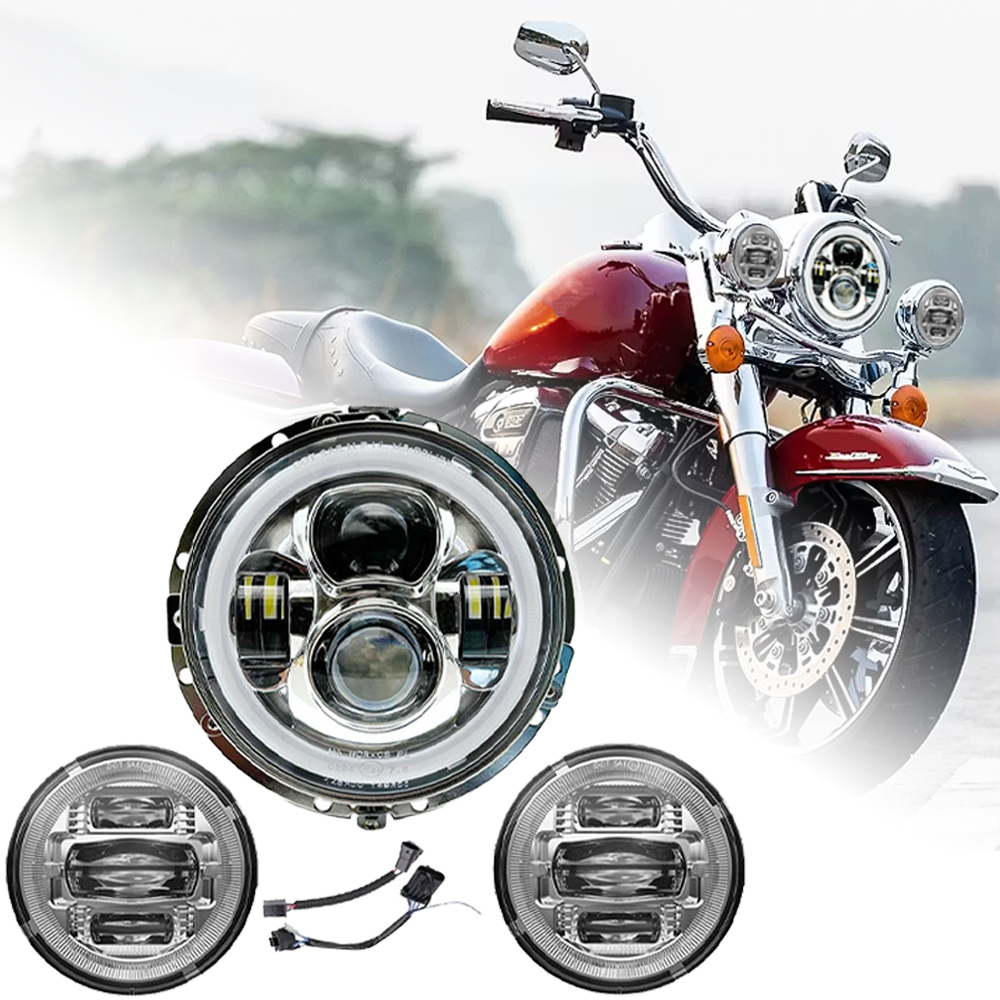 für Harley Ultra Classic Softail 7 Zoll LED Scheinwerfer+4,5" Nebelscheinwerfer