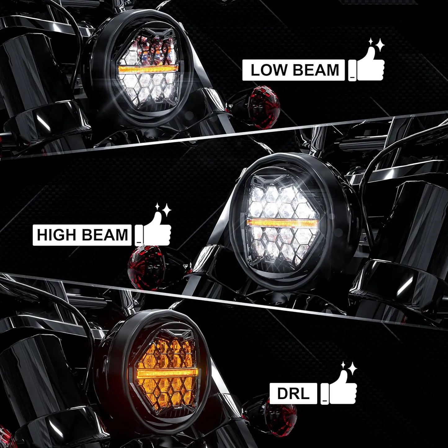5.75" 5 3/4" 5.75 Inch Headlight Hi-Low Beam with Amber DRL For Harley Sportster Dyna Iron 883 Dyna Street XL 1200C FXSTC Triumph Simson