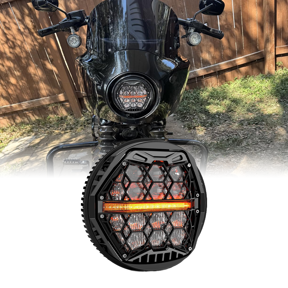 5.75" 5 3/4" 5.75 Inch Headlight Hi-Low Beam with Amber DRL For Harley Sportster Dyna Iron 883 Dyna Street XL 1200C FXSTC Triumph Simson