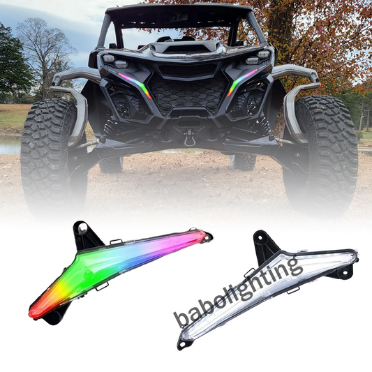 For Can-Am Maverick R 2024-2025 RGB Front LED Turn Signal Fang Lights DRL