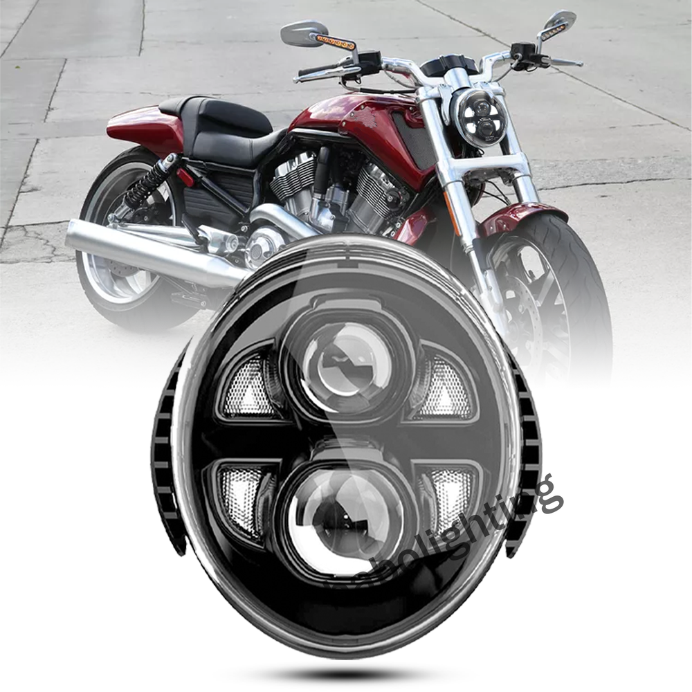 für Harley V-Rod 2002-2017 E24 LED Scheinwerfer mit Tagfahrlicht Fernlicht Abblendlicht