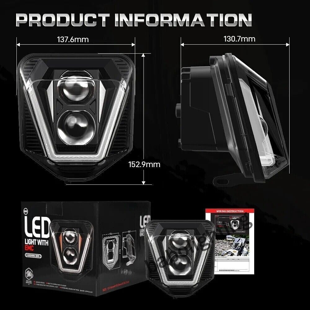 For 2024 Husqvarna FE TE 250 350 450 501 701 LED Headlight with DRL Hi/Low Beam