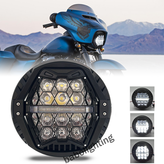 For Harley Touring Street Glide 2014-2023 Road King 7 inch LED Headlight with Hi-Lo Beam White DRL DOT/E24 Certification