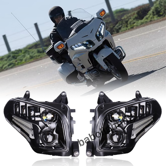 LED Adjustable Beam Headlight with Daytime Running Lights Hi/Lo Beam for Honda Gold Wing GL1800 2001-2017