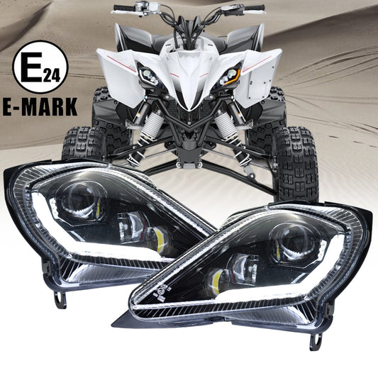Led Headlight Assembly w/ Turn Signal & DRL for Yamaha YFM 250 350 700 700R SE Raptor YFZ 450 YFZ450R 450X
