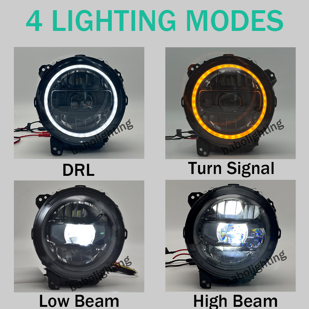 For Jeep Wrangler JL 2018-2024 / Gladiator JT 2020-2024 Headlamp LED Headlight with Hi-Lo Beam DRL Turn Signal