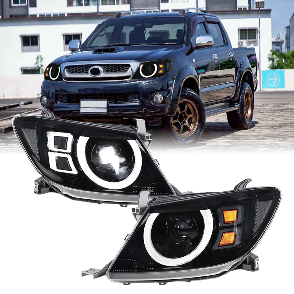 2*LED Headlights Assembly with W/ DRL Turn Signal High Low Beam for Toyota Hilux Vigo 2008-2011