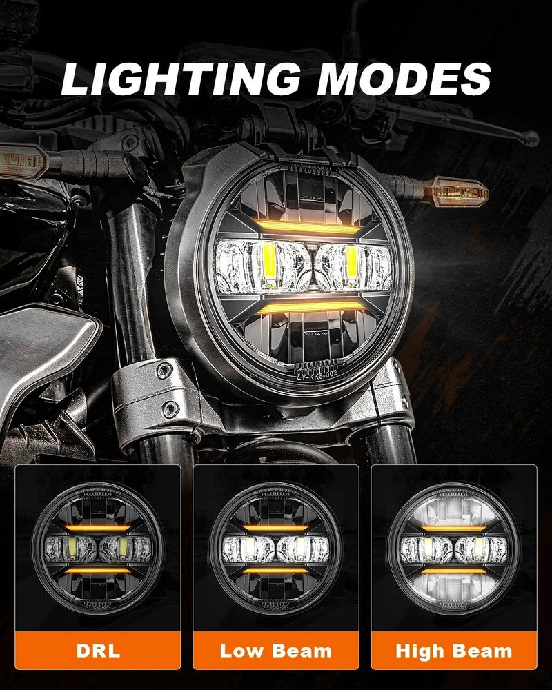 For Harley Super Glide Custom 2005 - 2014 Iron 883 Dyna Stre 5.75" LED Headlight with Angle Eye DRL