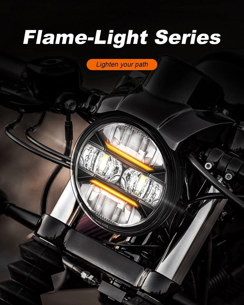 For Harley Super Glide Custom 2005 - 2014 Iron 883 Dyna Stre 5.75" LED Headlight with Angle Eye DRL