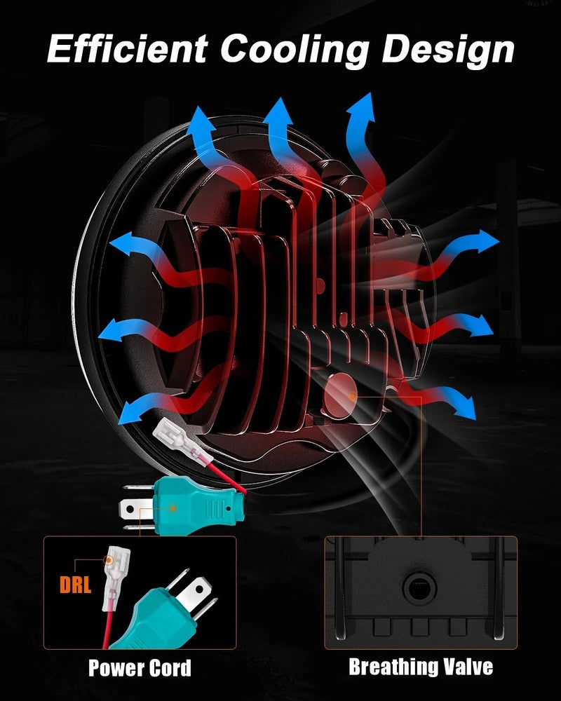 For Harley Super Glide Custom 2005 - 2014 Iron 883 Dyna Stre 5.75" LED Headlight with Angle Eye DRL