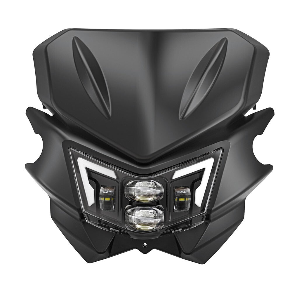 LED Headlight w/ Black Fairing High Low Beam Kit For Kawasaki KLX450R KLX125 KLX150L D-TRACKER 125