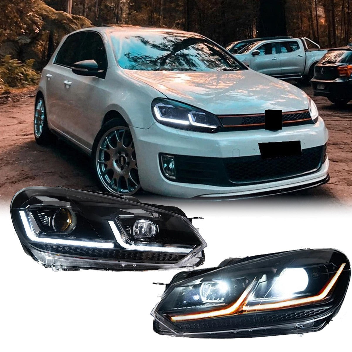 LED-Scheinwerfer DRL mit Drehsignal Tageslicht für VW Golf VI MK6 2010-2014