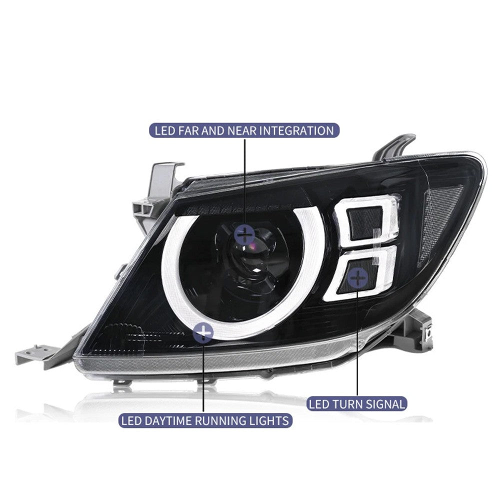2*LED Headlights Assembly with W/ DRL Turn Signal High Low Beam for Toyota Hilux Vigo 2008-2011