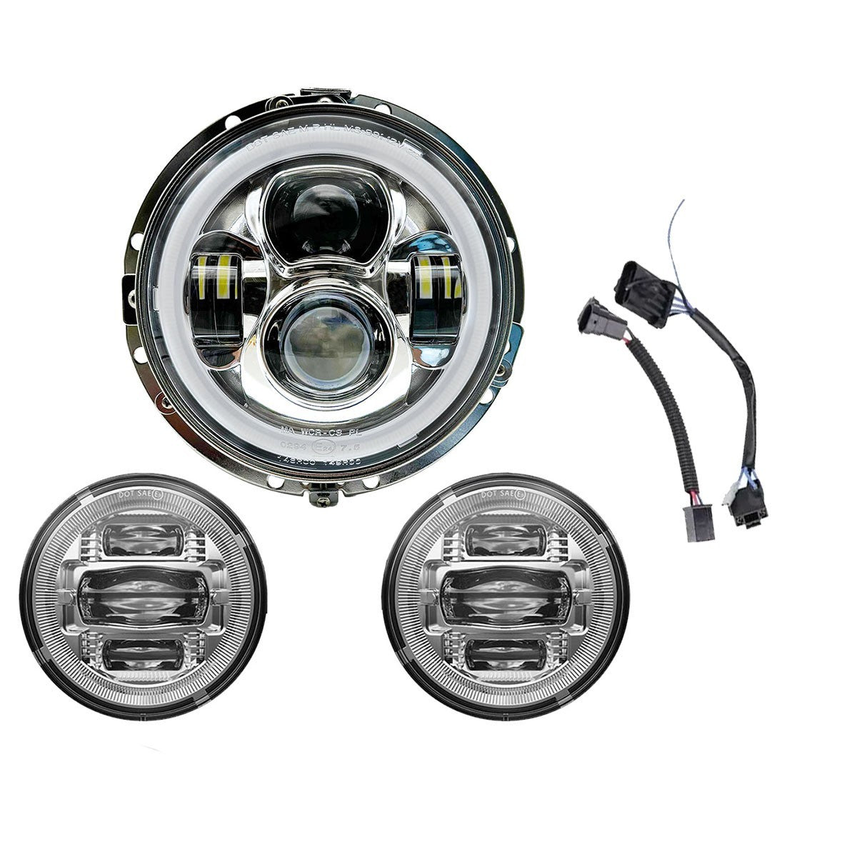 für Harley Ultra Classic Softail 7 Zoll LED Scheinwerfer+4,5" Nebelscheinwerfer