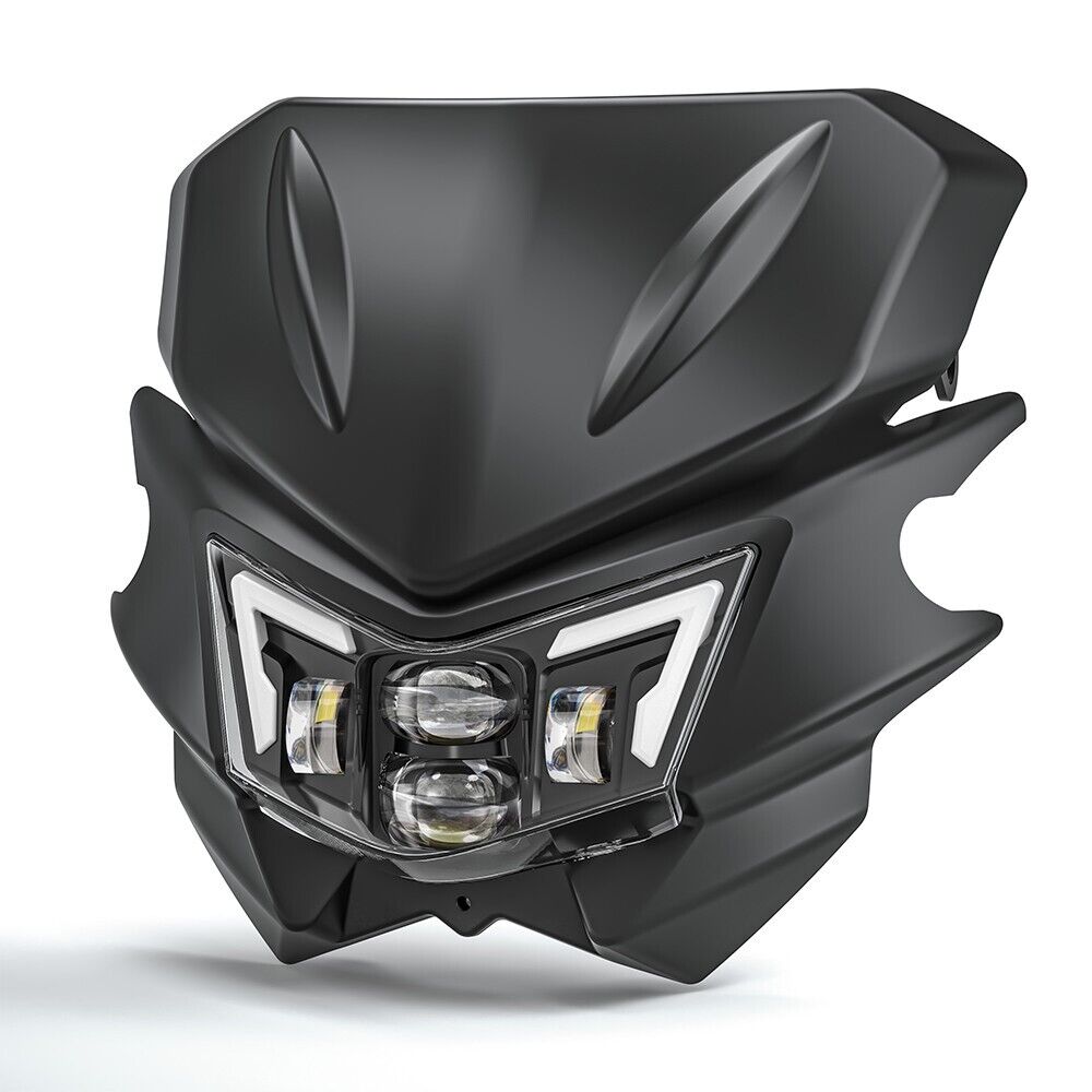 LED Headlight w/ Black Fairing High Low Beam Kit For Kawasaki KLX450R KLX125 KLX150L D-TRACKER 125