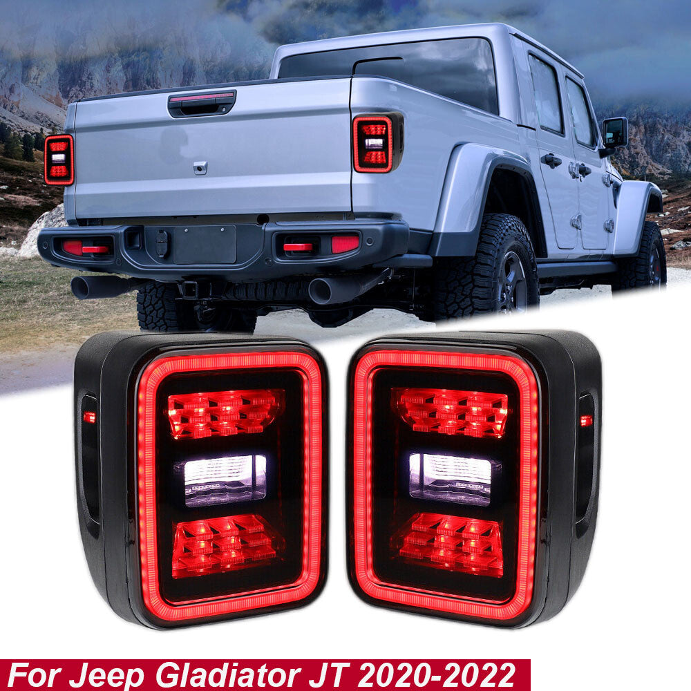 Smoked LED Tail Lights Brake Lamp Turn Signal For Jeep Gladiator JT 2020-2022