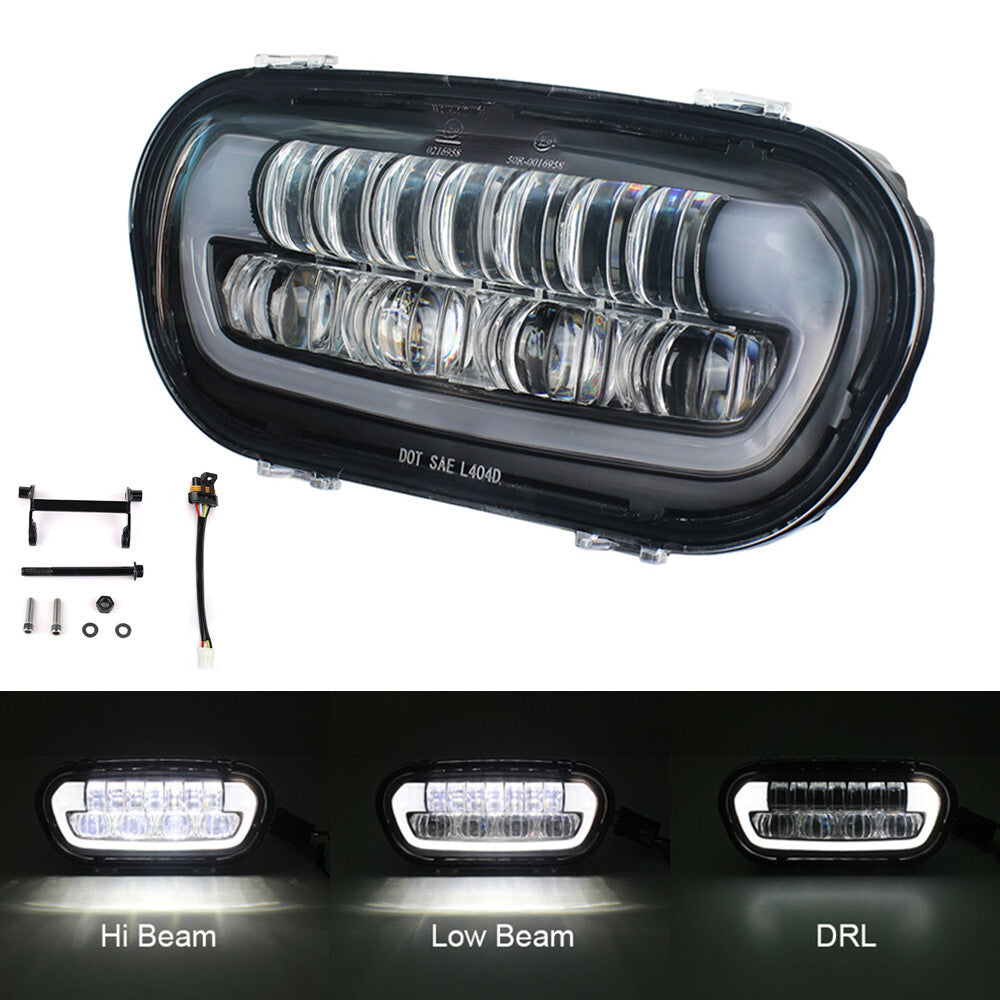 Plug and Play LED Headlight DRL Hi/Lo Beam With Bracket for Harley Fat Bob 2018-2022