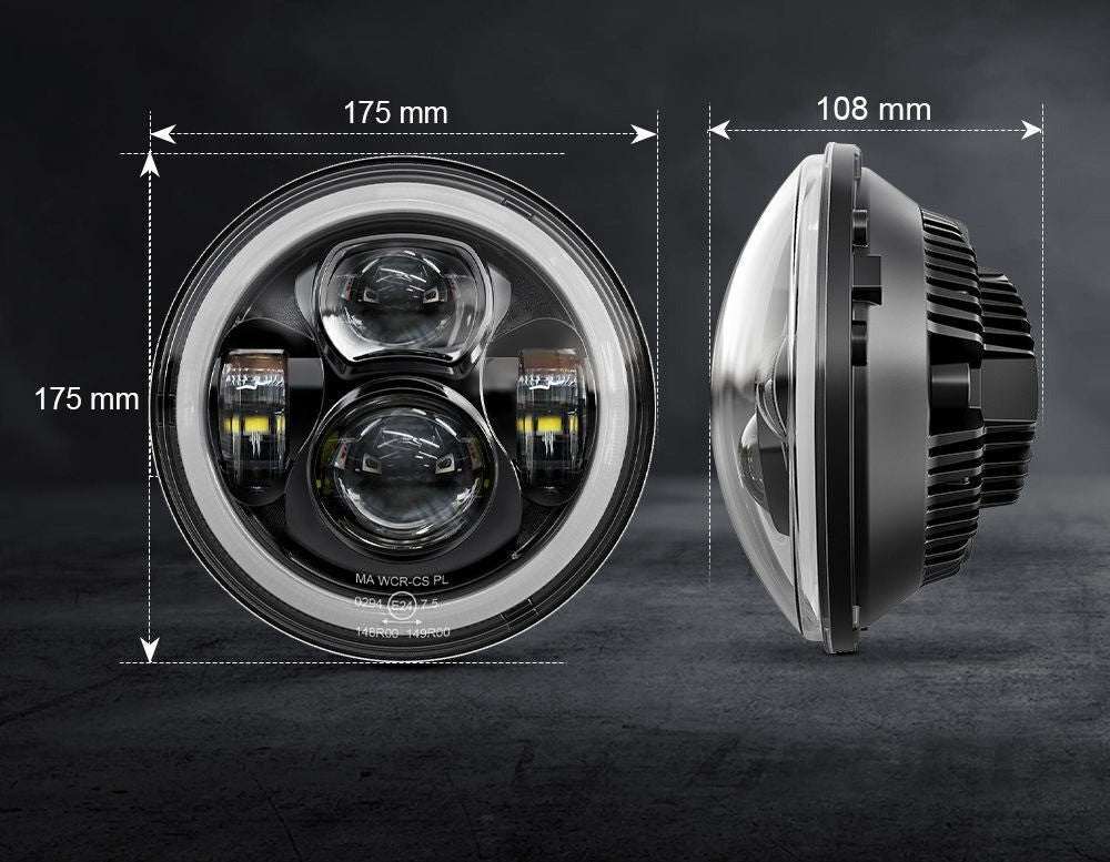für Harley Ultra Classic Softail 7 Zoll LED Scheinwerfer+4,5" Nebelscheinwerfer