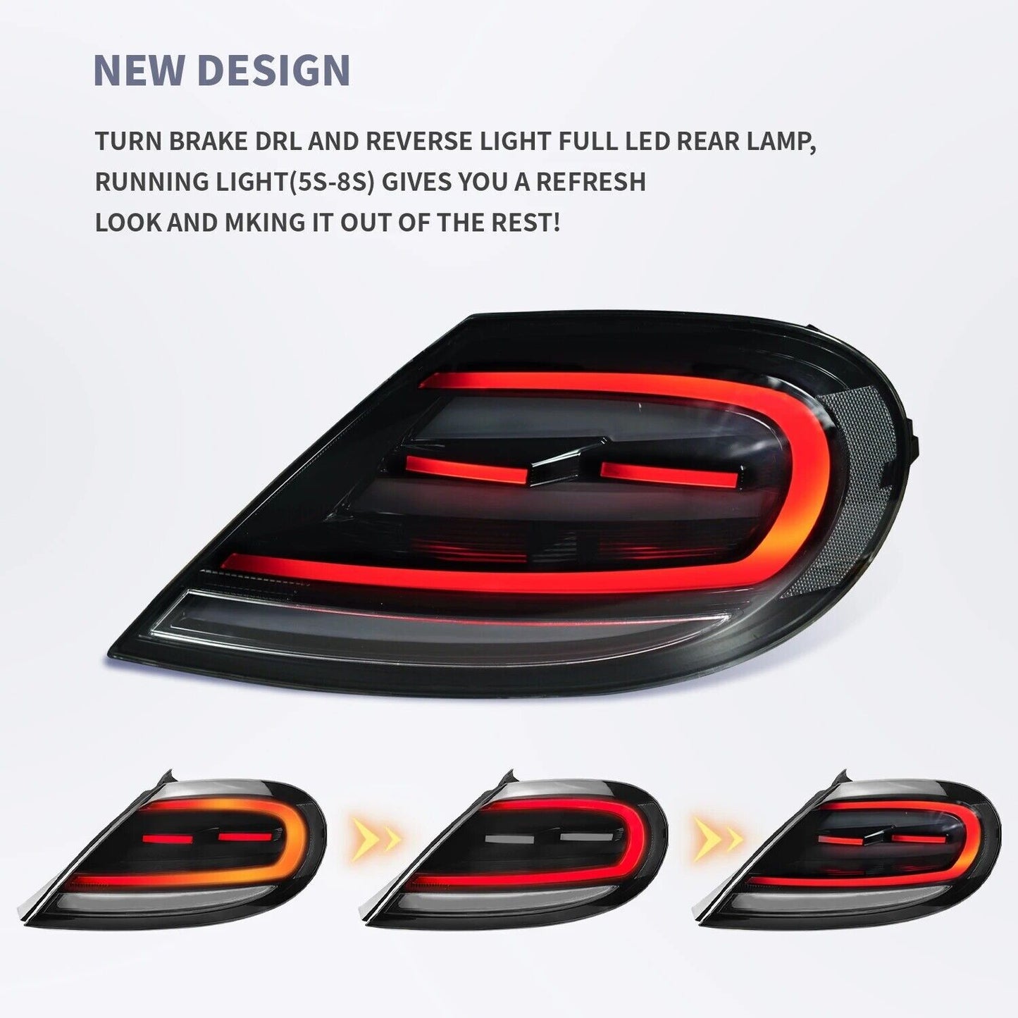 For VW Beetle 2013-2019 LED Tail Lights Sequential Turn Signal Rear Lamps 2PCS