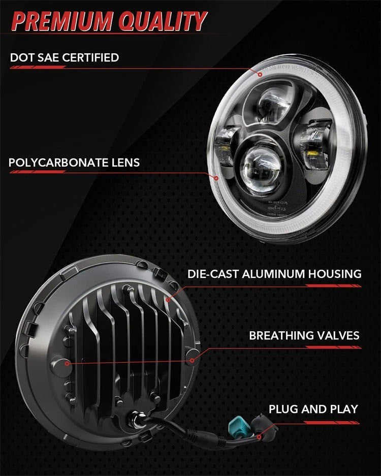 für Harley Ultra Classic Softail 7 Zoll LED Scheinwerfer+4,5" Nebelscheinwerfer